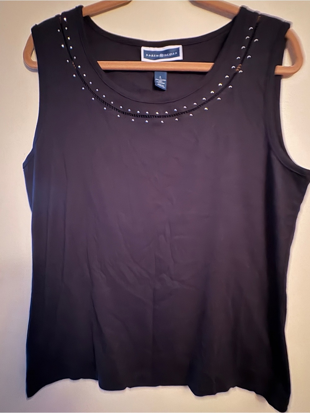 Karen Scott Black Sleeveless Tank with Stud Embellishments
